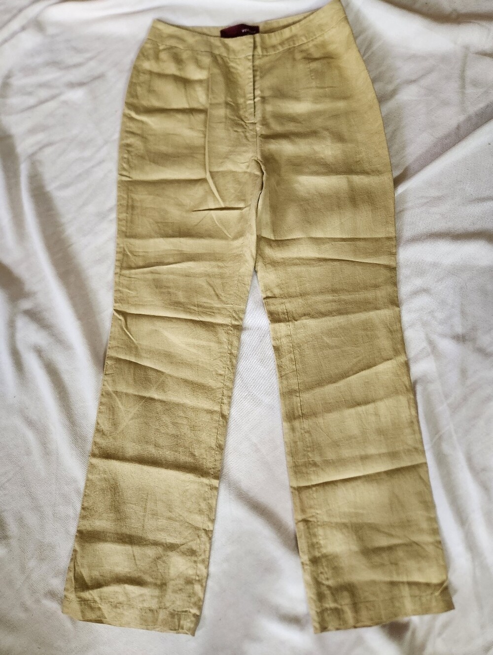 Merona 100% Linen Straight Leg Pants Women's Size 8 Beige Lined Career Casual